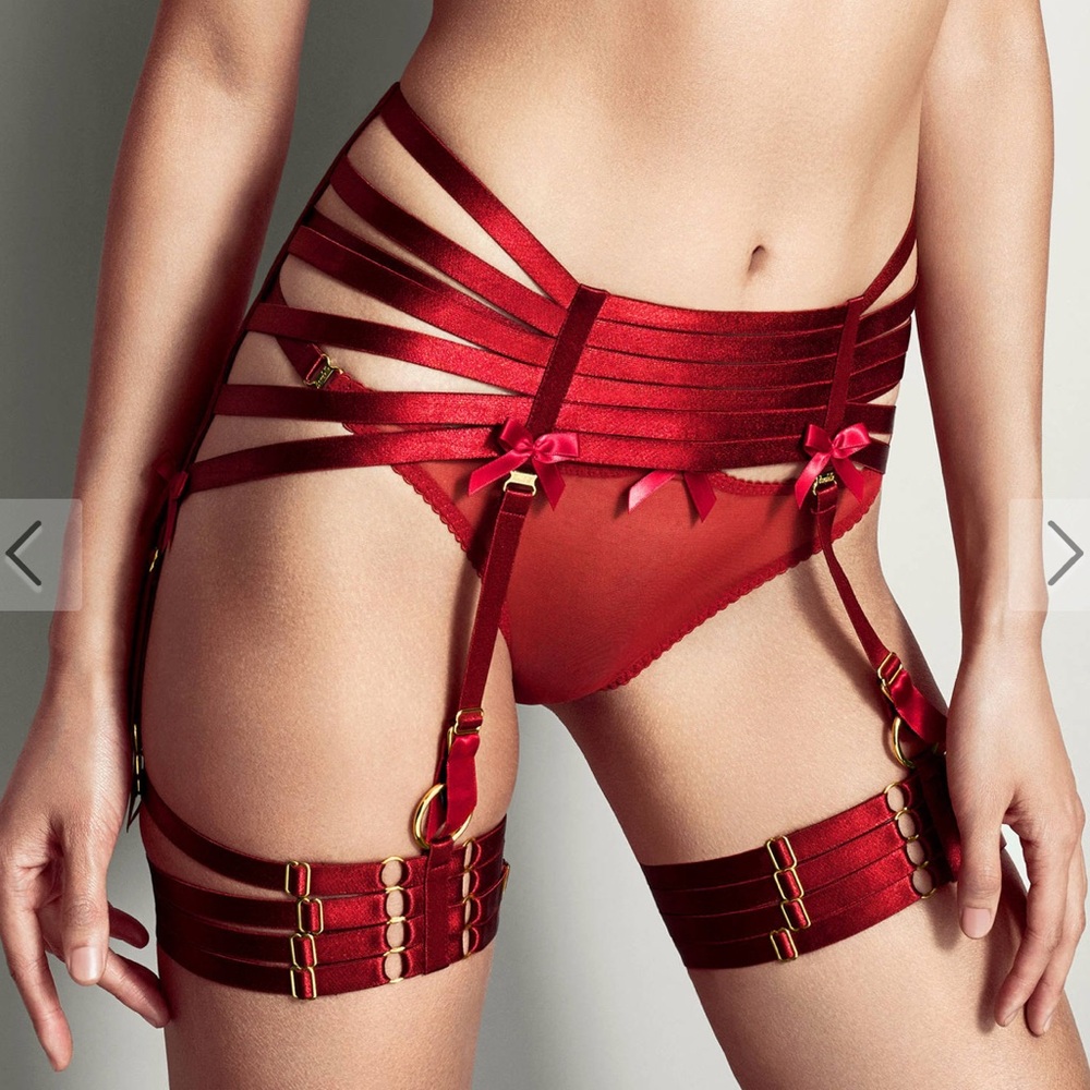 Bordelle Burnt Red Webbed Suspender Garter Belt | Medium| RARE ITEM